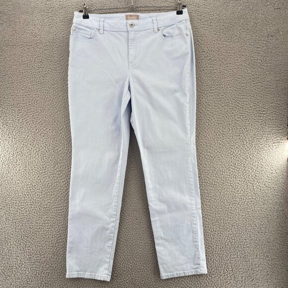 Chicos Jeans Womens 1 US 8 Light Blue Tapered Leg Stretch Denim Everyday Casual - Picture 1 of 12